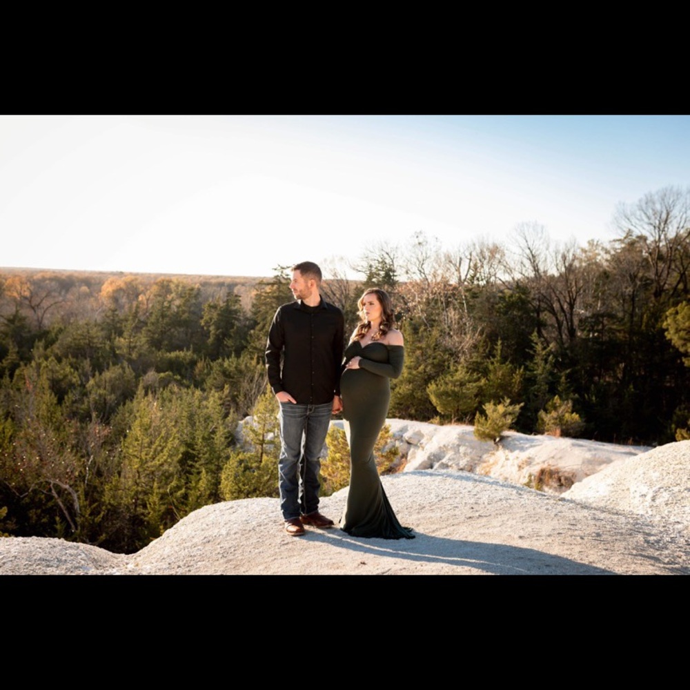 Beautiful Sexy Mama Maternity Olive green off the shower gown.